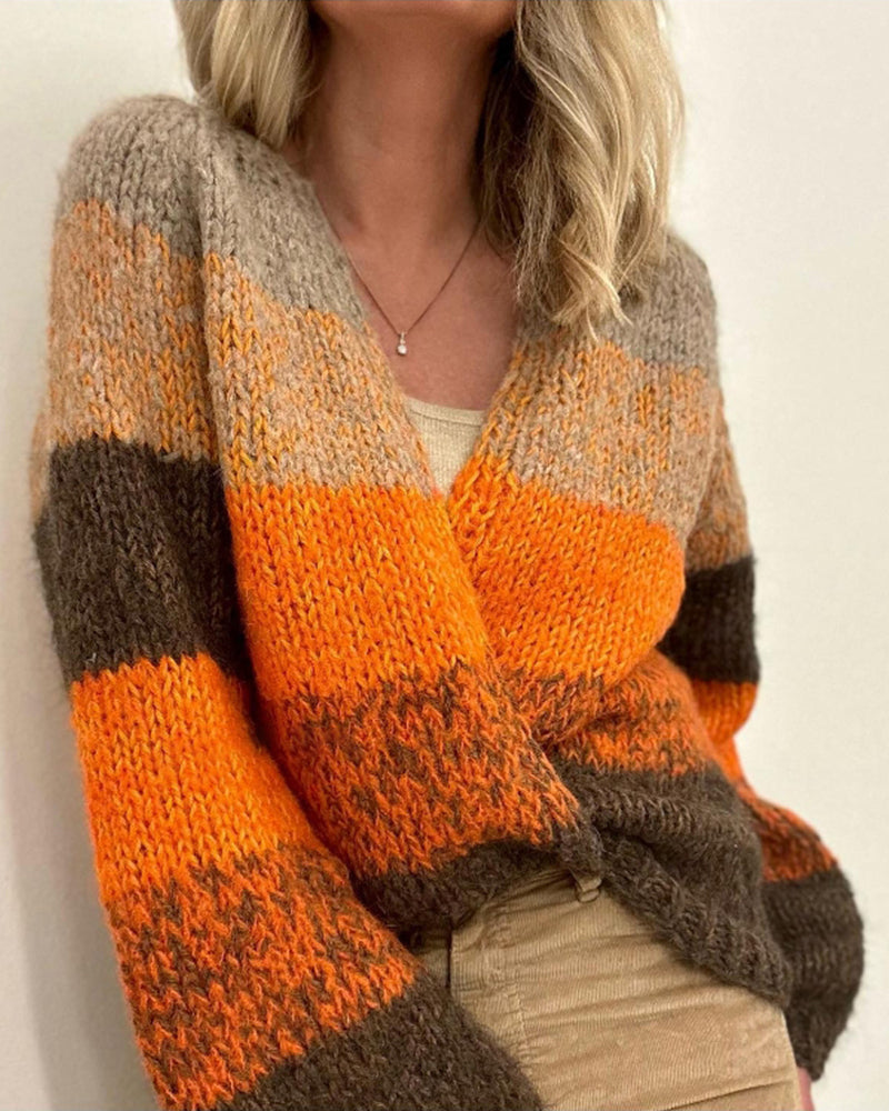 Farveblok løs cardigan