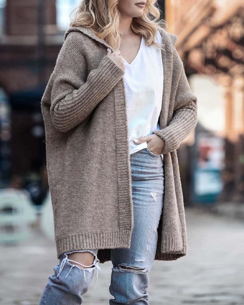 Oversized ensfarvet frakke