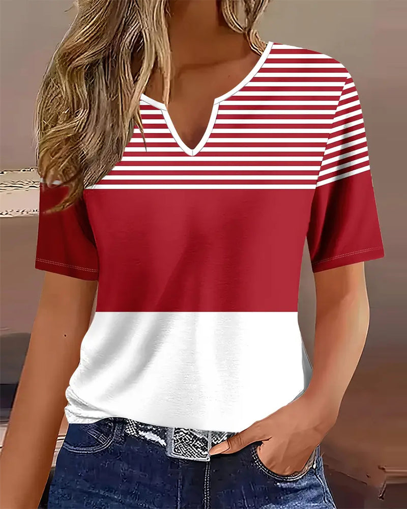 T-Shirt V-Hals Behagelig Trykt