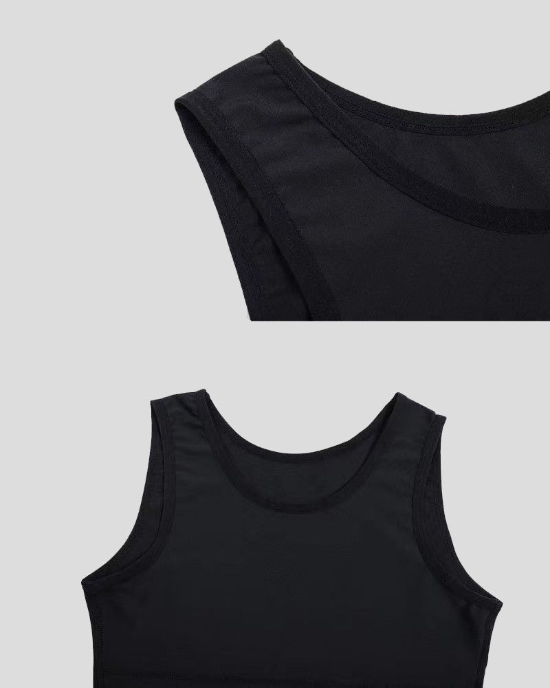 Ensfarvet tanktop i tætsiddende pasform (Herre)