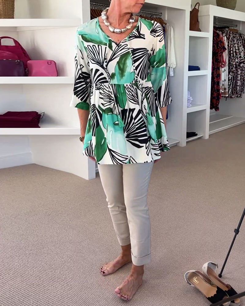 Bluse afslappet løs print