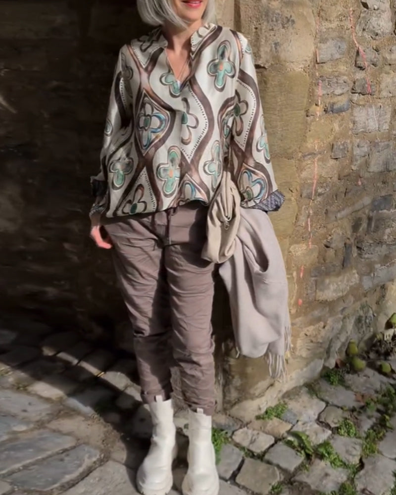 Langærmet bluse i retrostil