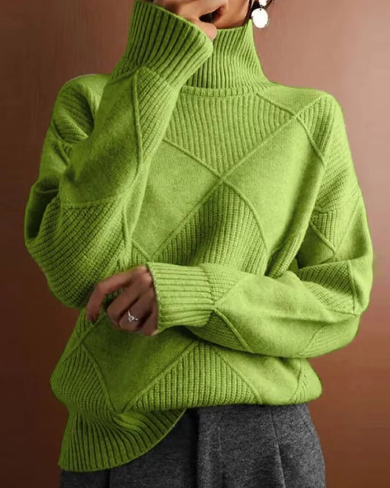 Enkel ensfarvet diamantmønstret turtleneck