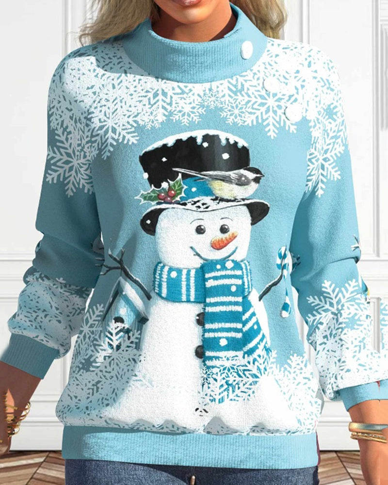 Julesweatshirt med snemandsmotiv
