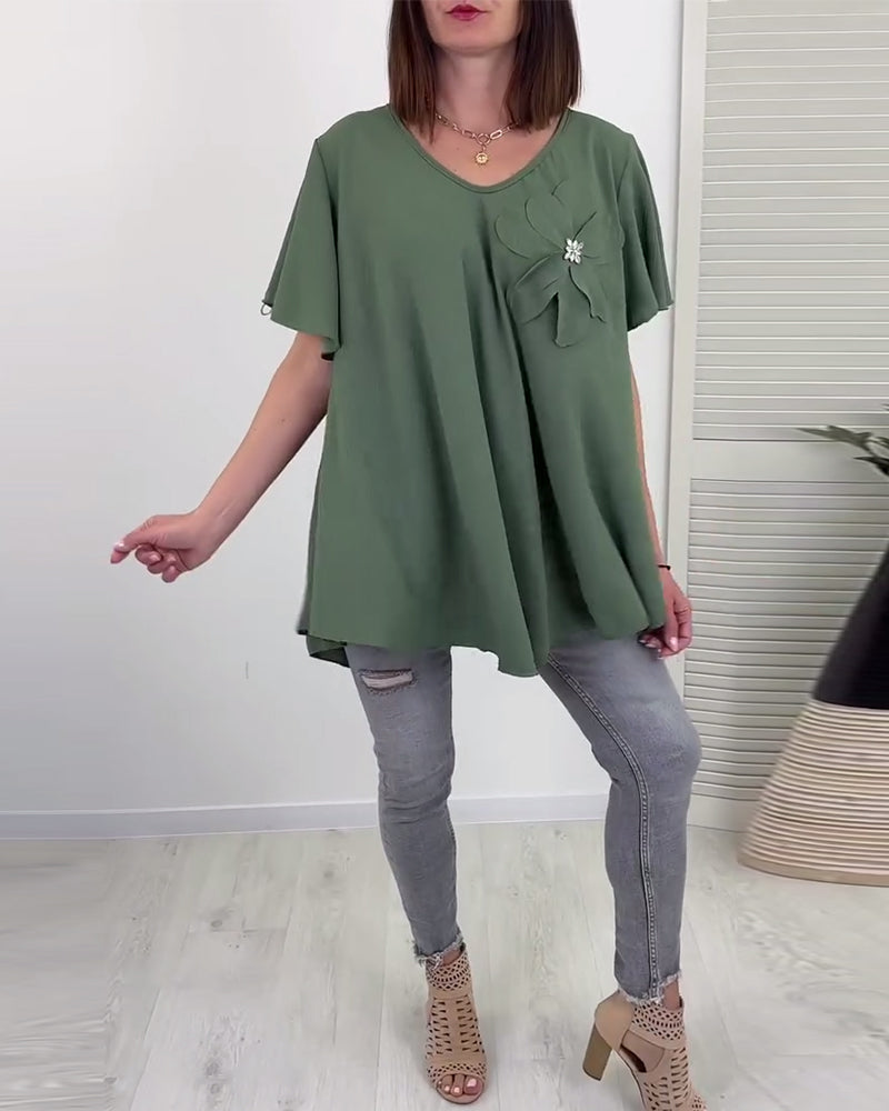 Bluse Løs V-Hals