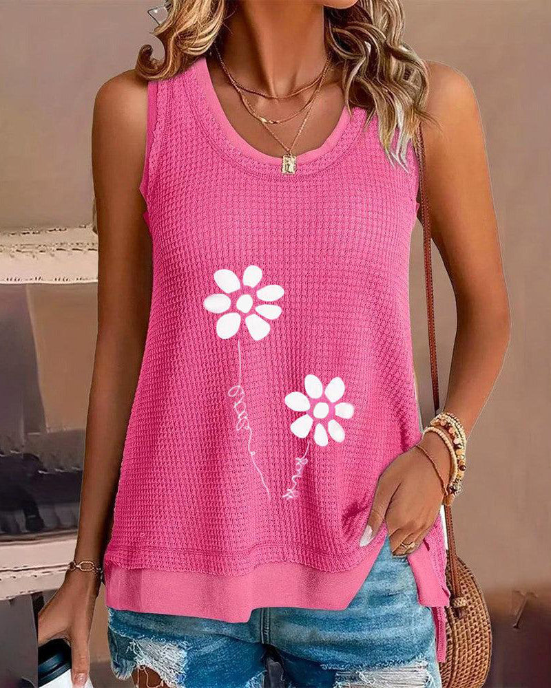 Pink tank top med blomster
