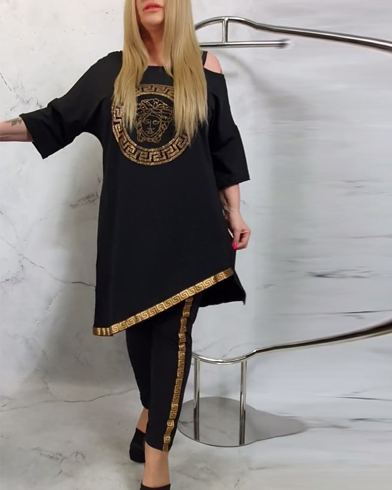 To-delt sæt | Bukser med top i uregelmæssig længde