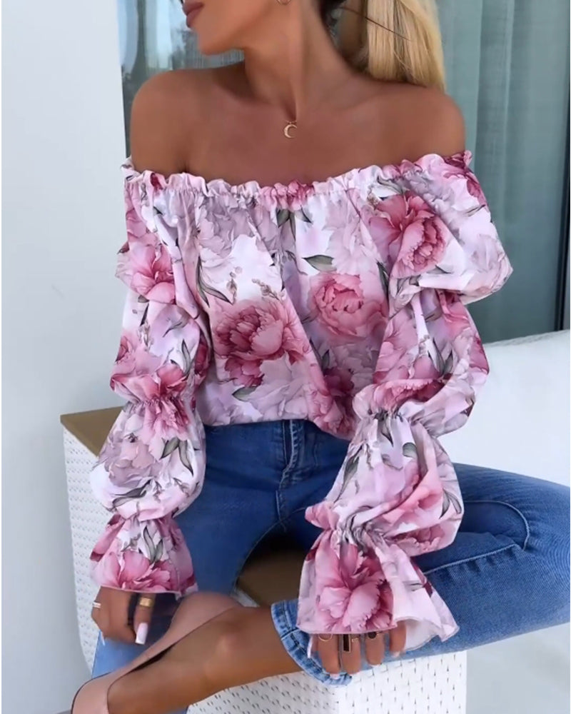 Farverig off-shoulder top