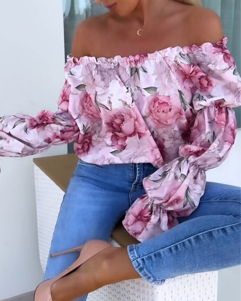 Farverig off-shoulder top