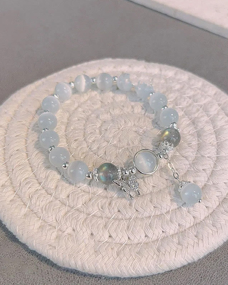 Imiteret katteøje krystalsommerfugle armbånd