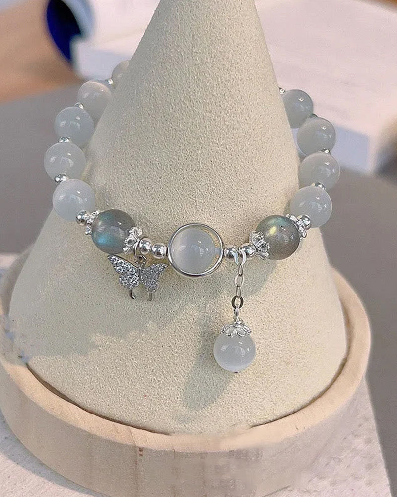 Imiteret katteøje krystalsommerfugle armbånd