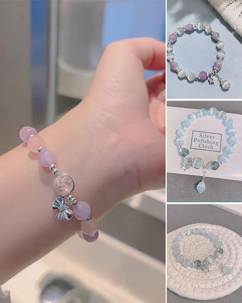 Imiteret katteøje krystalsommerfugle armbånd