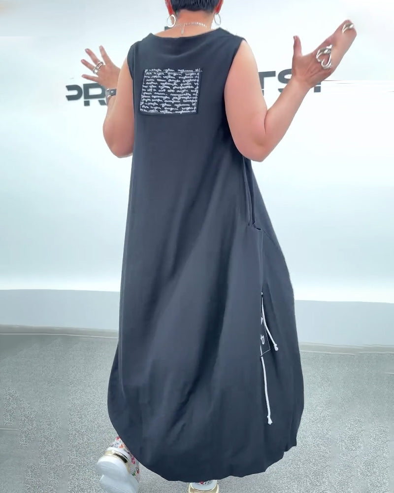 Kjole Uden Ærmer Oversized Bogstavtryk