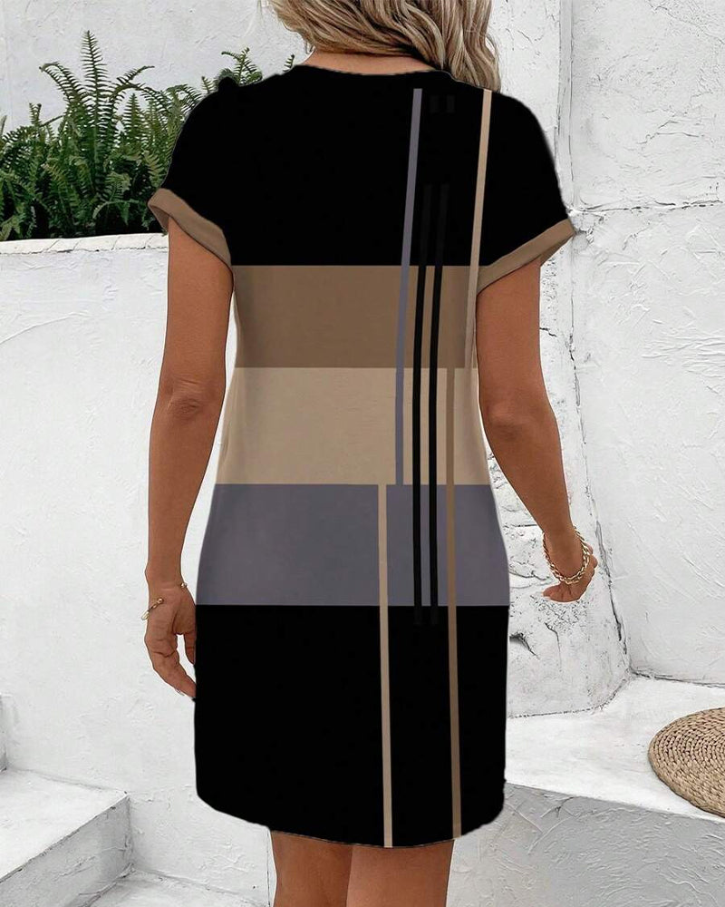 Kjole Rund Hals Mode Casual Trykt