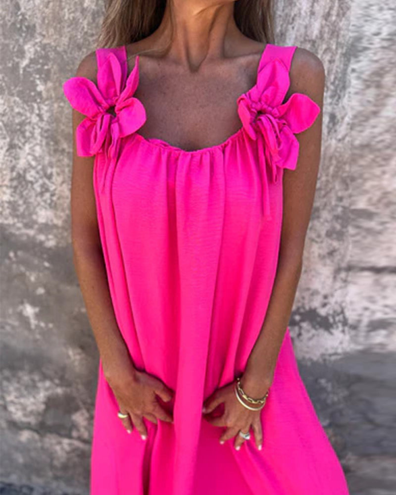 Kjole Ærmeløs Ensfarvet Fashion Lang