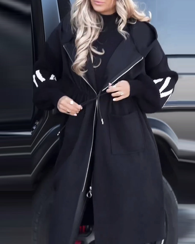 Løs lang frakke med lommer