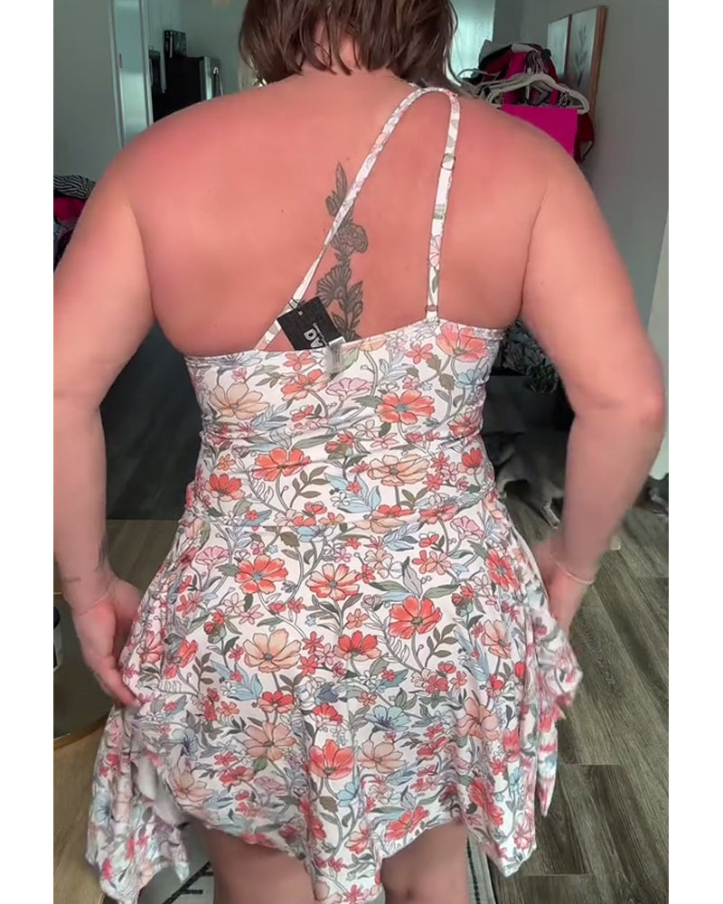 Badedragt En Skulder Blomster