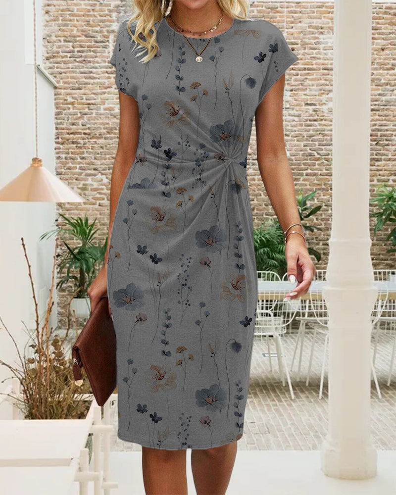 Blomsterprint kjole med korte ærmer