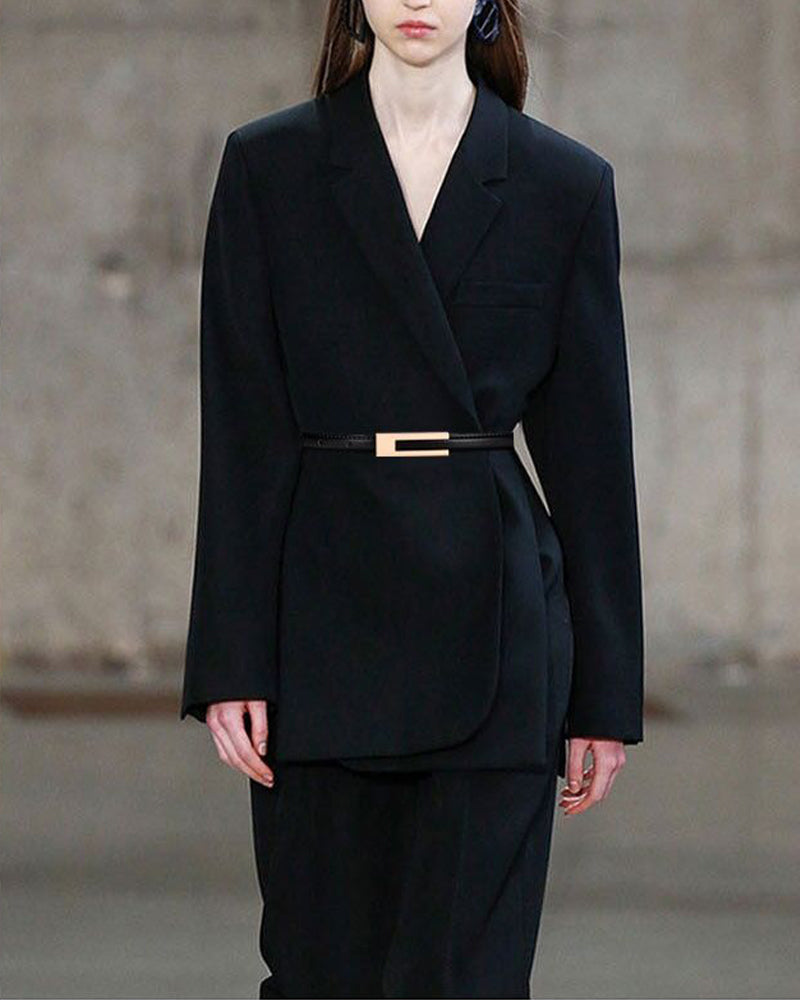 Smalt ensfarvet bælte i retrostil