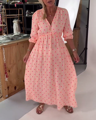 Kjole Elegant V-Udskæring Hjertemønster