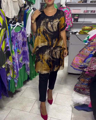 Top Rund Hals Løs Casual Trykt