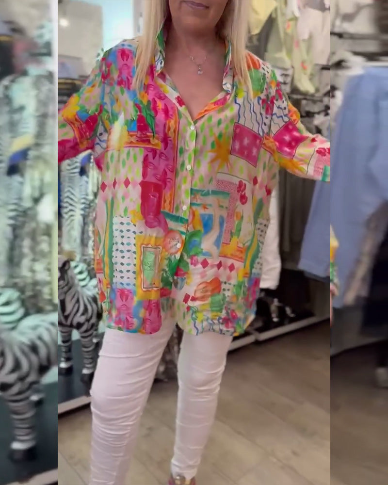 Skjorte Farverig Stilfuld Krave