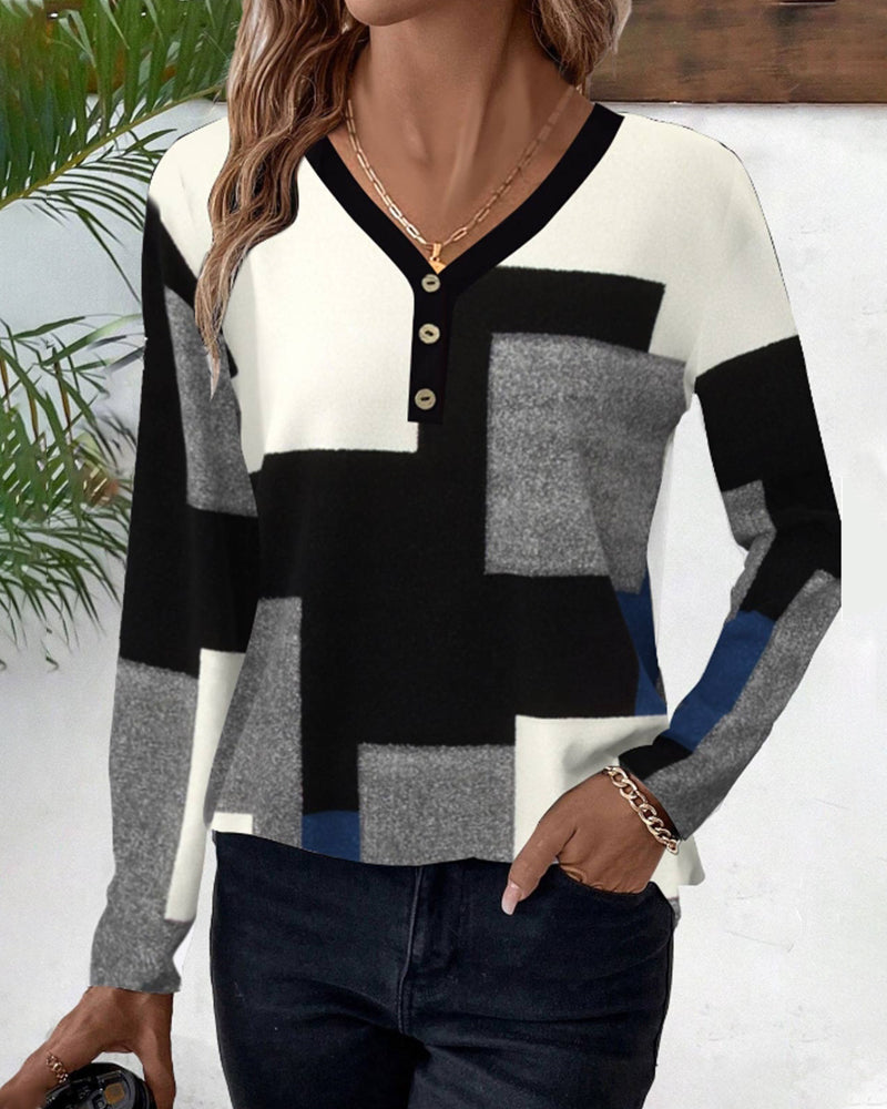 Farveblokmønstret trøje