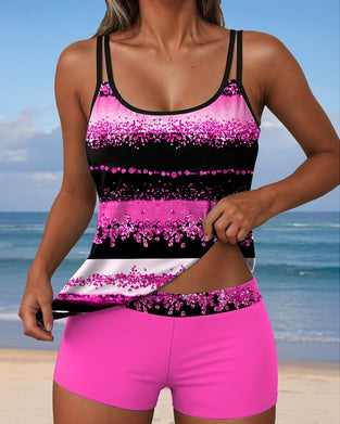 Badedragt med afslappet stropper og todelt print