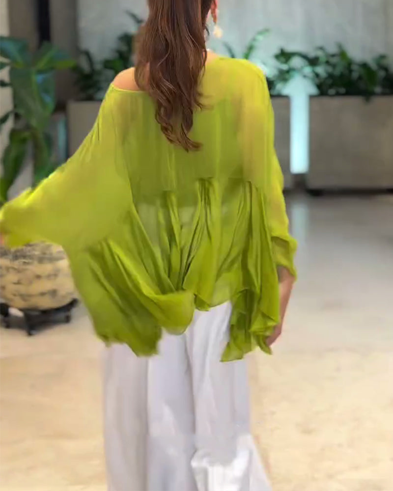 Bluse Med Elegant Ensfarvet Look