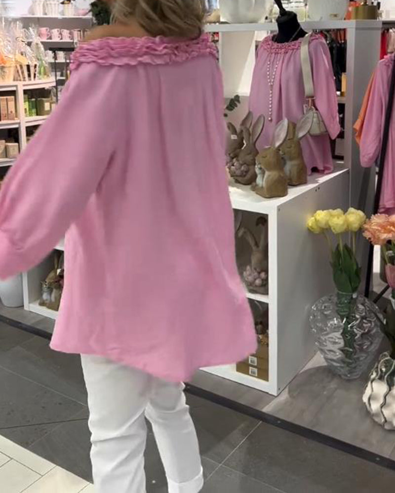 Bluse Kortærmet Blomstret Løs