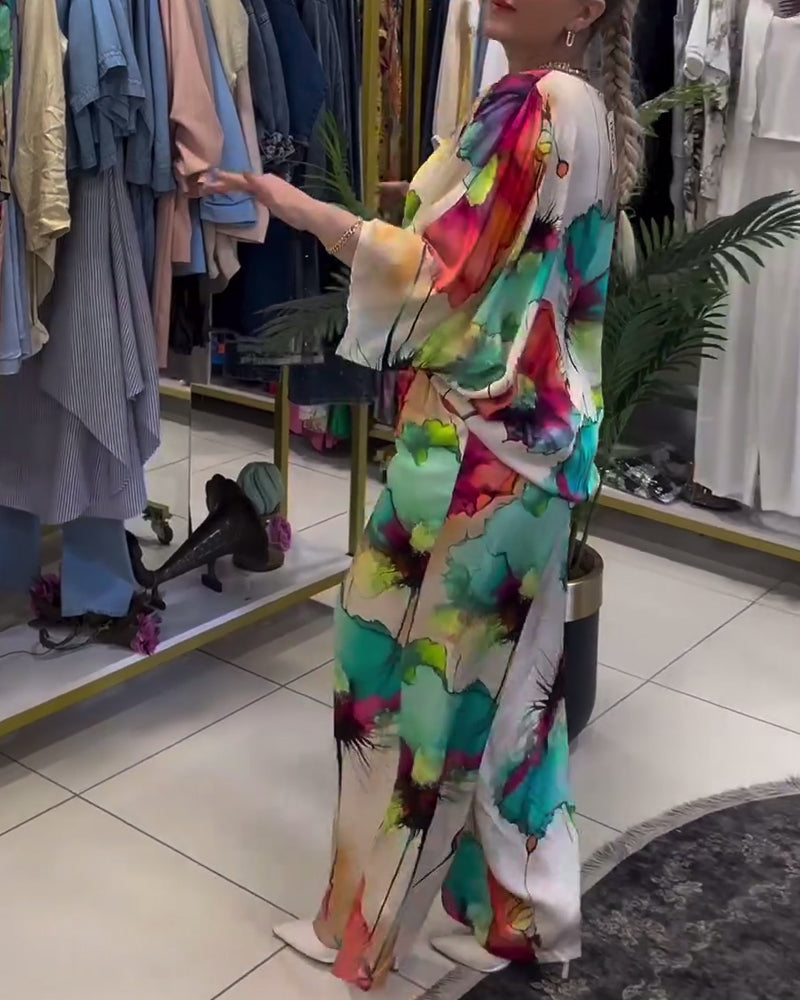 Buksedragt med lotusblomst print