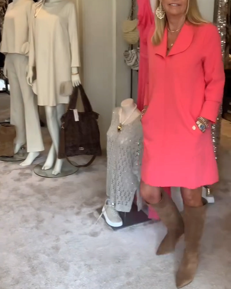 Kjole Ensfarvet Lomme i side Moderne Tunika