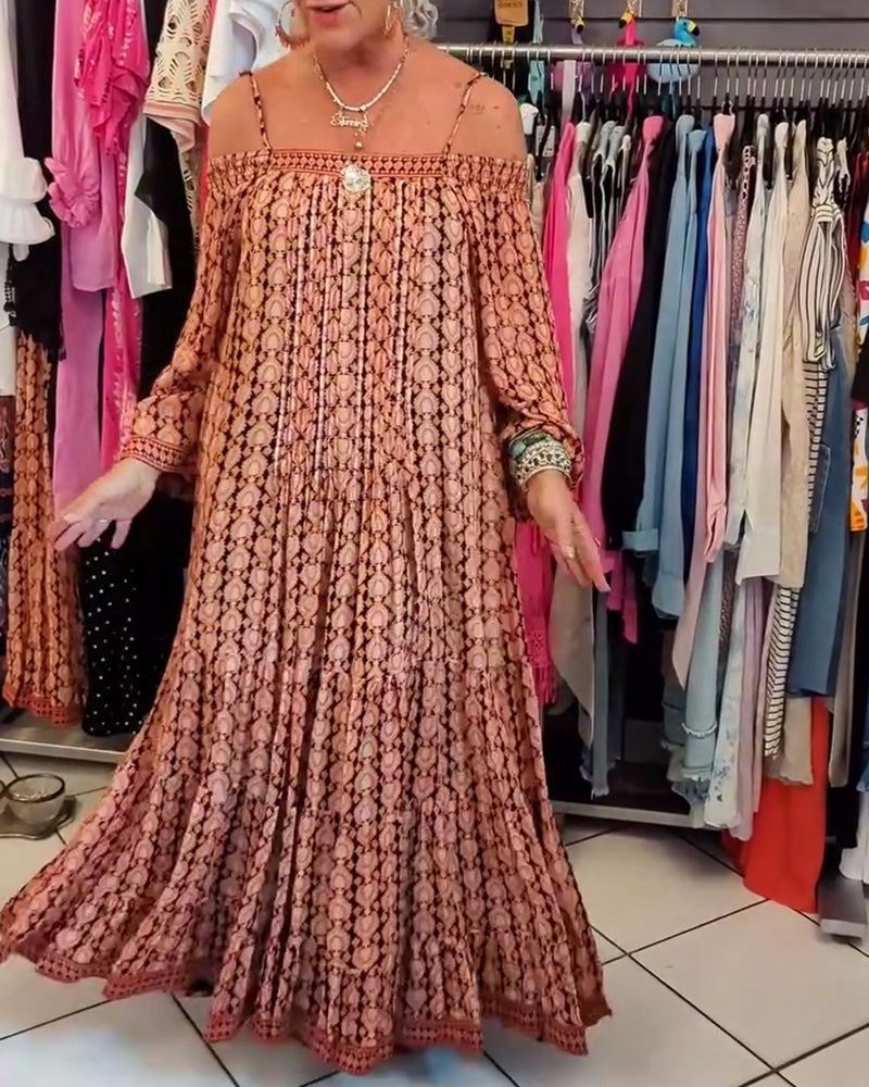 Boheme Stil Løs Kjole Med Seler