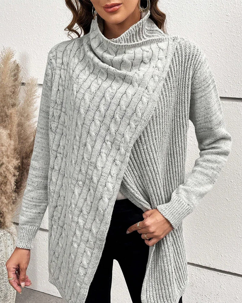 Slå-om sweater med høj hals
