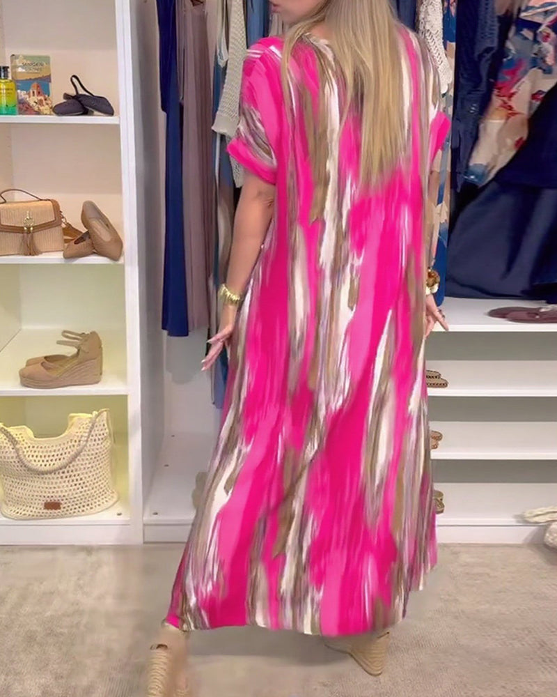 Kjole med afslappet løs v-hals