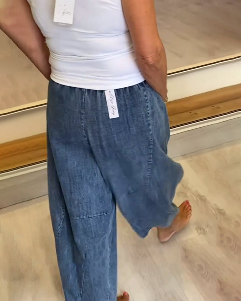 Afslappede Jeans Med Elastisk Talje