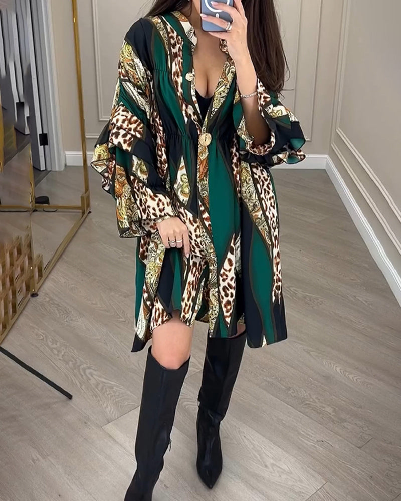 Leopardprint kjole i løs pasform