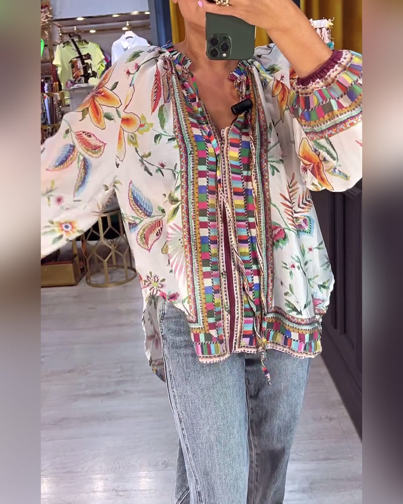 Bluse Sexet V-hals Modeprint