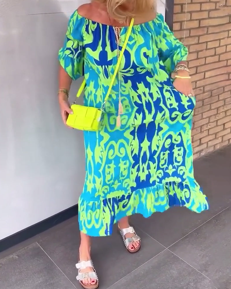 Kjole Klokkeærme Ferietryk