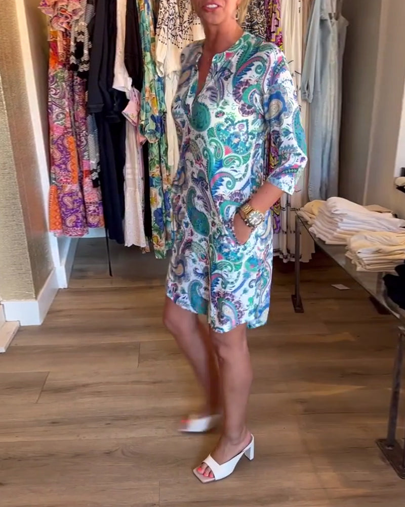 Shift-kjole med Paisley print