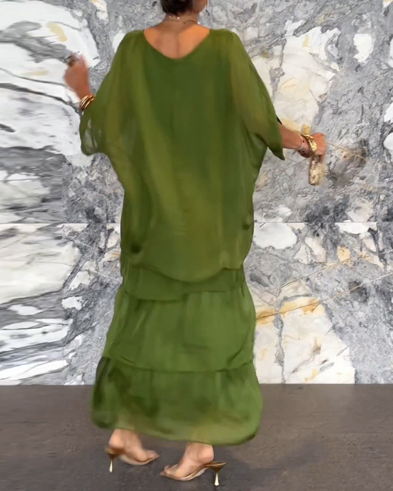 Lagopdelt kjole i løs pasform