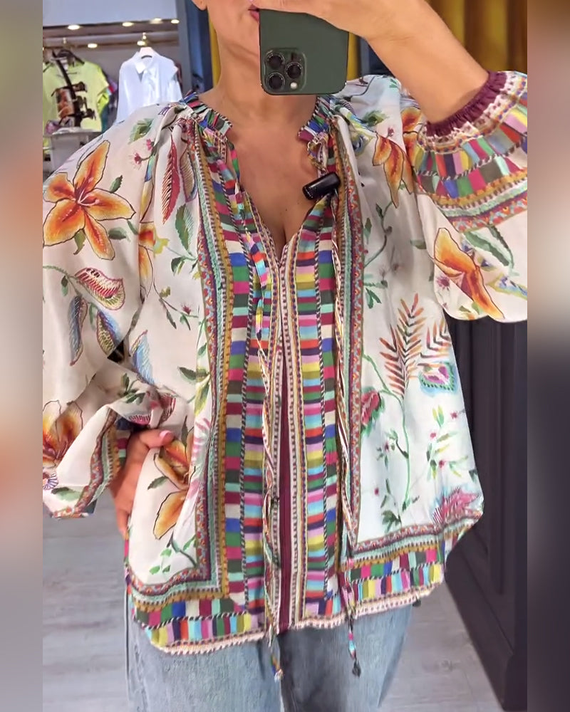 Bluse Sexet V-hals Modeprint