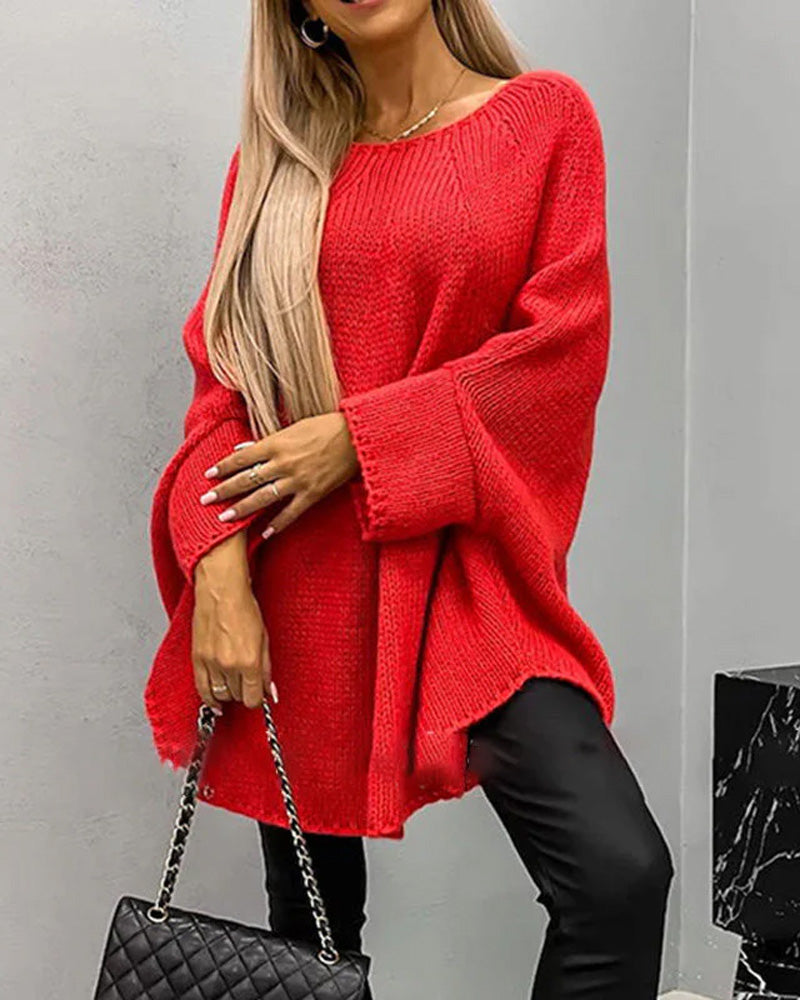 Elegant strikket cape sweater (Dame)