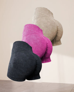 Simple ensfarvede højtaljede shorts