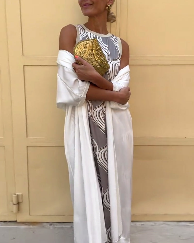 Sæt Frappe Vest Mode Tryk Kjole To Dele