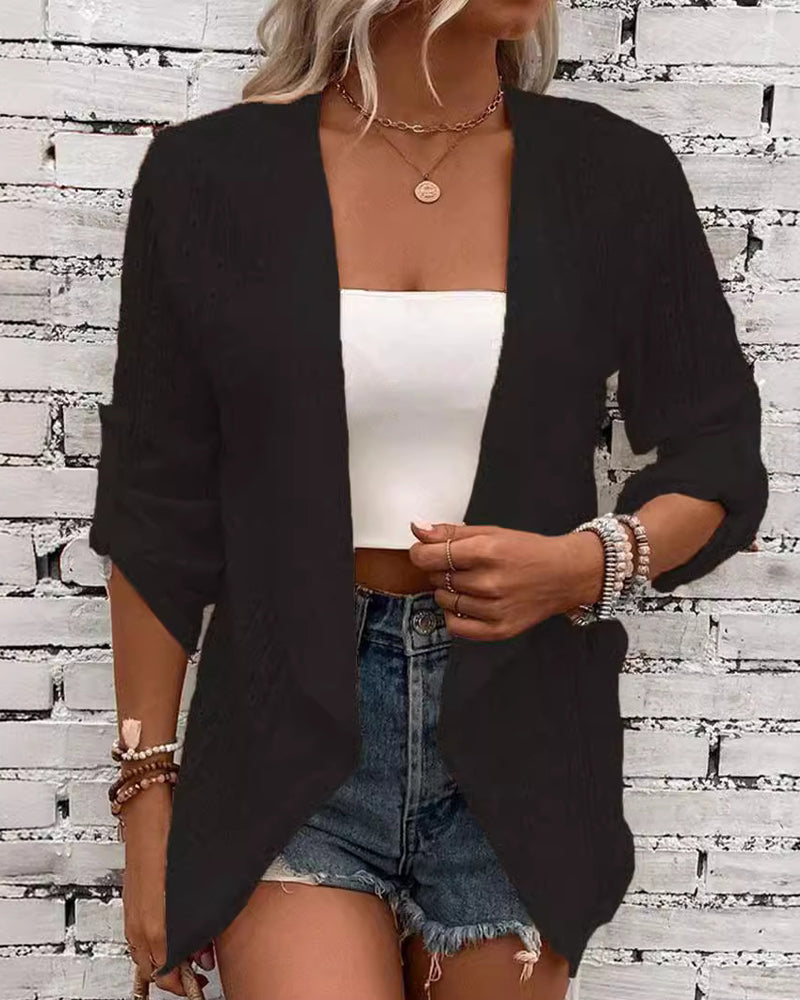 Enkel ensfarvet cardigan