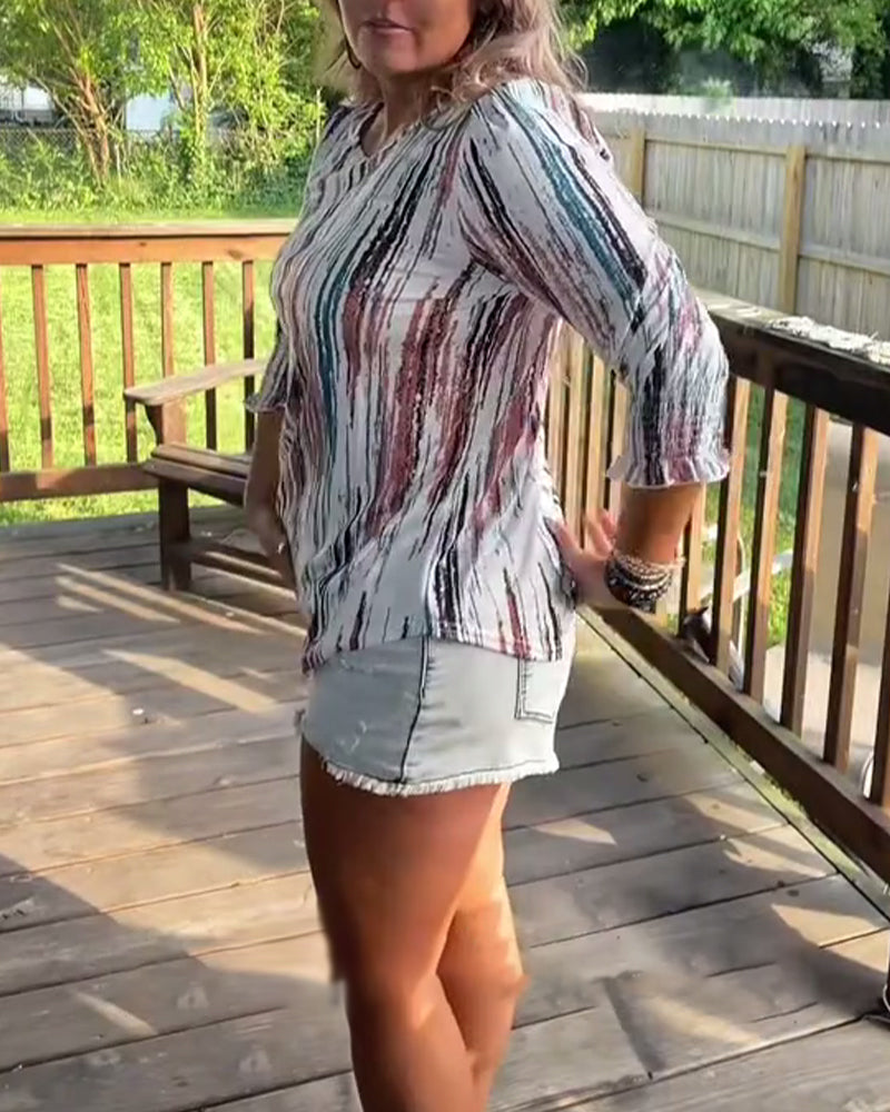 T-Shirt Rund Hals Afslappet Printet