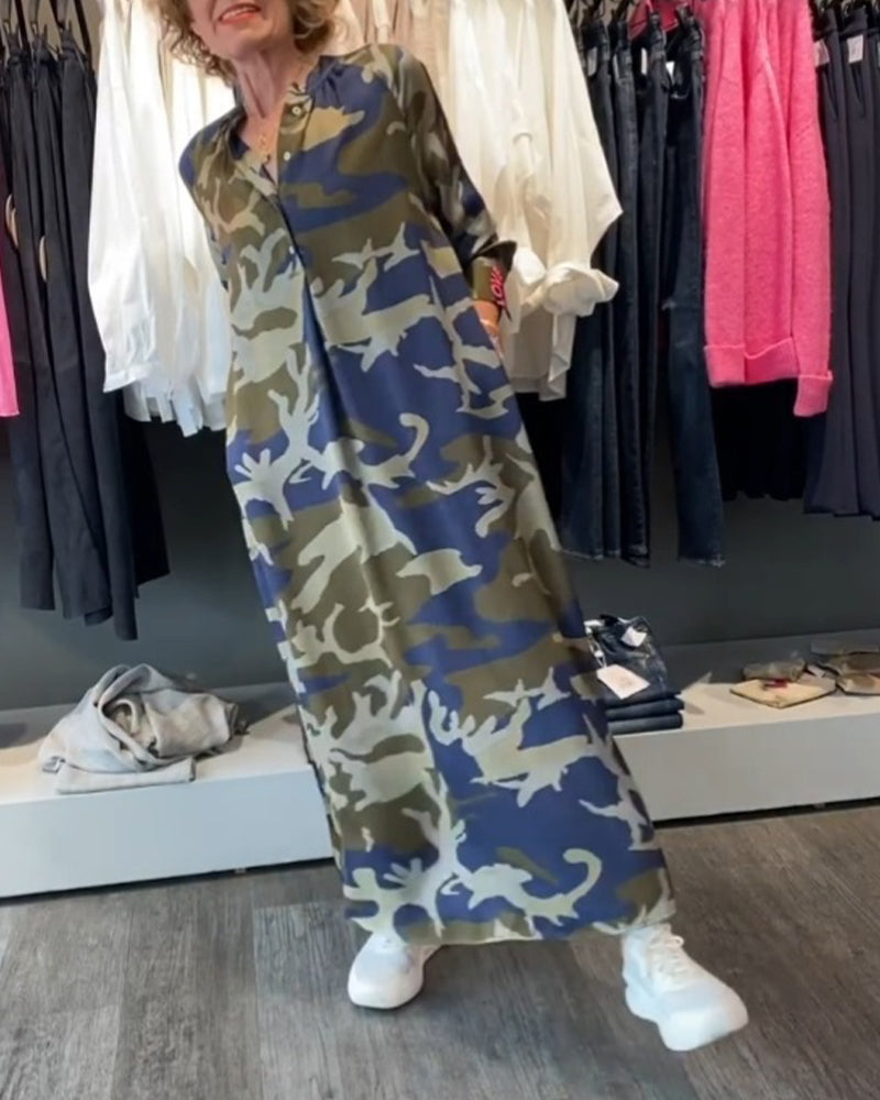 Lang kjole i camouflage stil