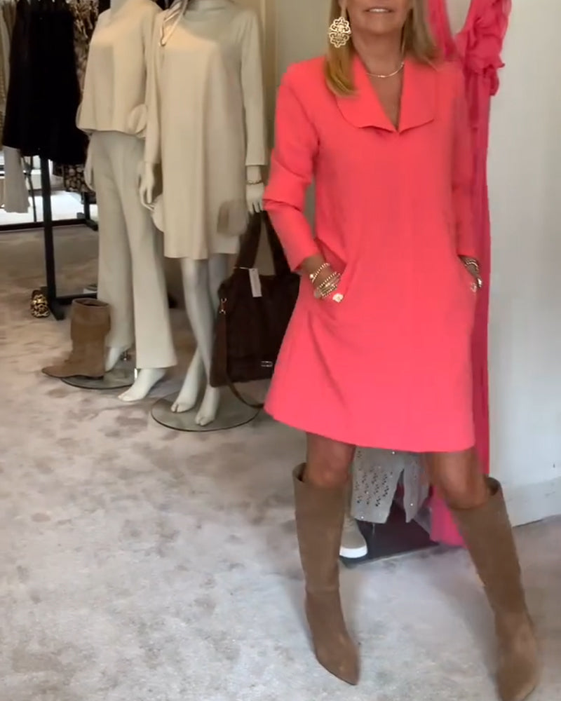 Kjole Ensfarvet Lomme i side Moderne Tunika