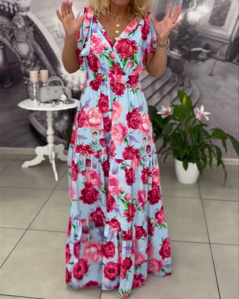 Kjole Sexy V-udskæring Trykt